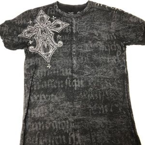 Affliction T-Shirt size S crosses & foil lettering